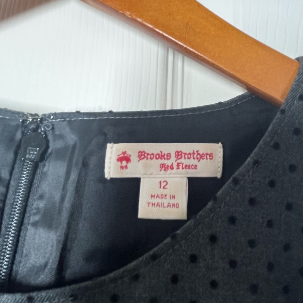 Brooks Brothers Red Fleece Charcoal Polka Dot Mini Dress Size 12 - Picture 5 of 11